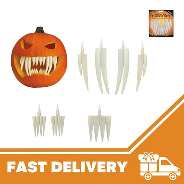 Halloween Scary Pumpkin Teeth Sharp Carving Fangs Set Reusable Spooky Party Kit - ZYBUX